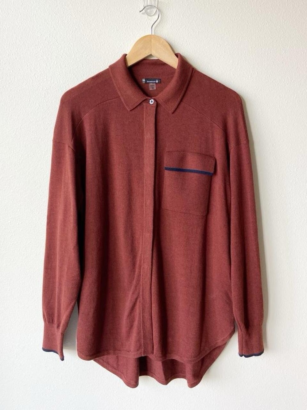 Smartwool Women Edgewood Button Down Sweater Pecan Brown Maroon - Picture 2 of 8